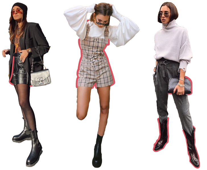 three images of Danielle Bernstein in three different outfits
